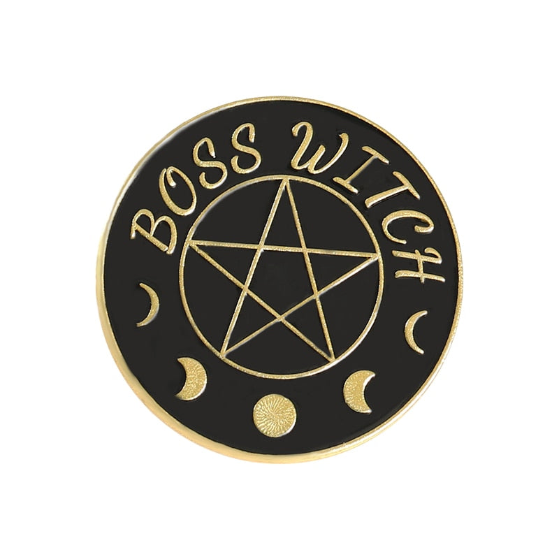 Black Witch Enamel Pins Pentagram Moon Magic Hat Brooches for Women Gothic Punk Lapel Pin Badge Anime Jewelry Gifts Wholesale
