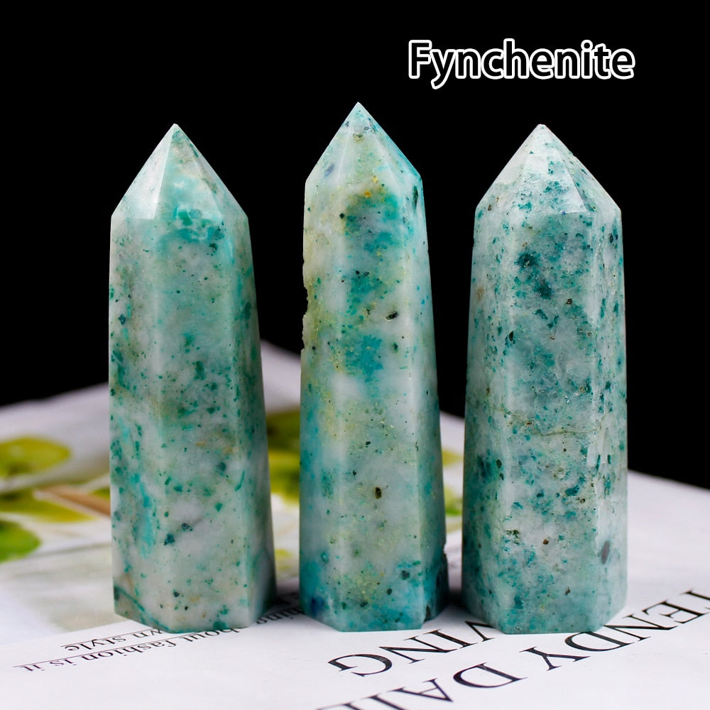 Runyangshi Crystal Hexagonal Prism Crafts Natural Stone Quartz Tower 36 Colors Energy Mineral Wand Home Decoration