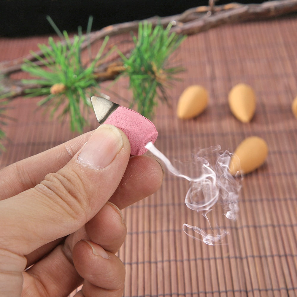 50 Pcs Backflow Incense Cones Anti-odour Cone Mixed Flavor Natural Incense Floral Lavender Sandalwood Aloes Peony Room Incense