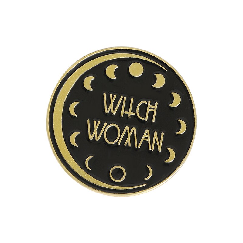 Black Witch Enamel Pins Pentagram Moon Magic Hat Brooches for Women Gothic Punk Lapel Pin Badge Anime Jewelry Gifts Wholesale