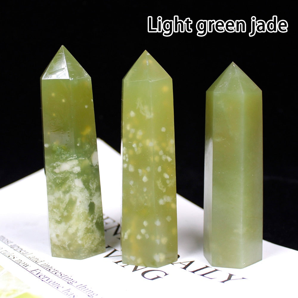 Runyangshi Crystal Hexagonal Prism Crafts Natural Stone Quartz Tower 36 Colors Energy Mineral Wand Home Decoration
