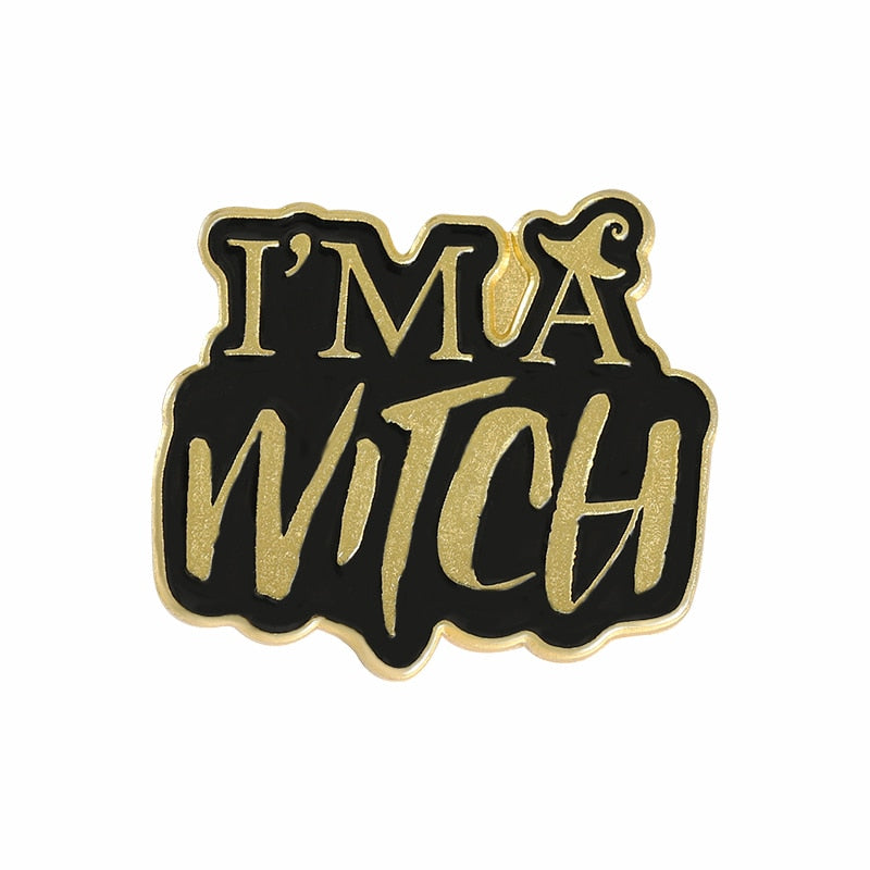Black Witch Enamel Pins Pentagram Moon Magic Hat Brooches for Women Gothic Punk Lapel Pin Badge Anime Jewelry Gifts Wholesale