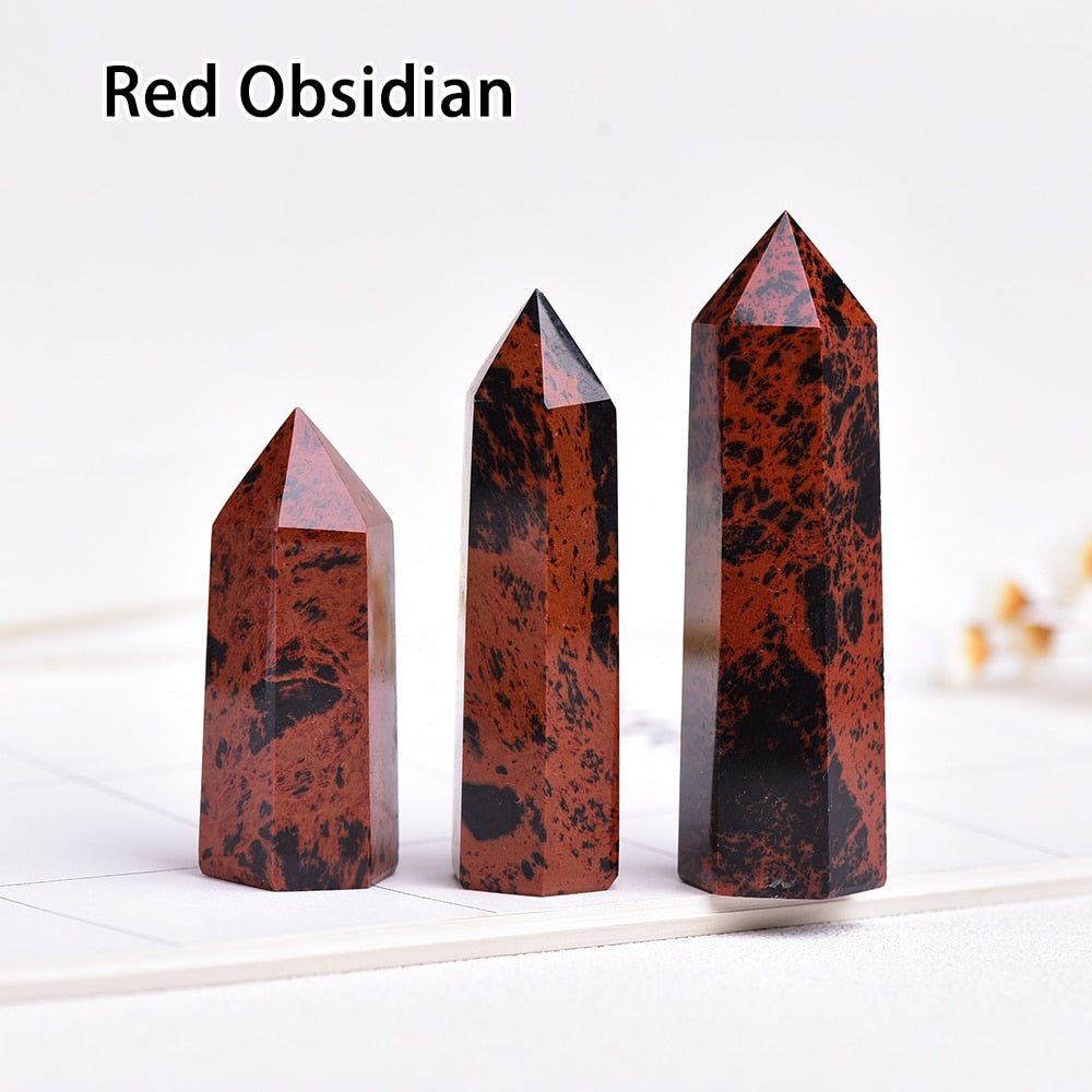 Runyangshi Crystal Hexagonal Prism Crafts Natural Stone Quartz Tower 36 Colors Energy Mineral Wand Home Decoration