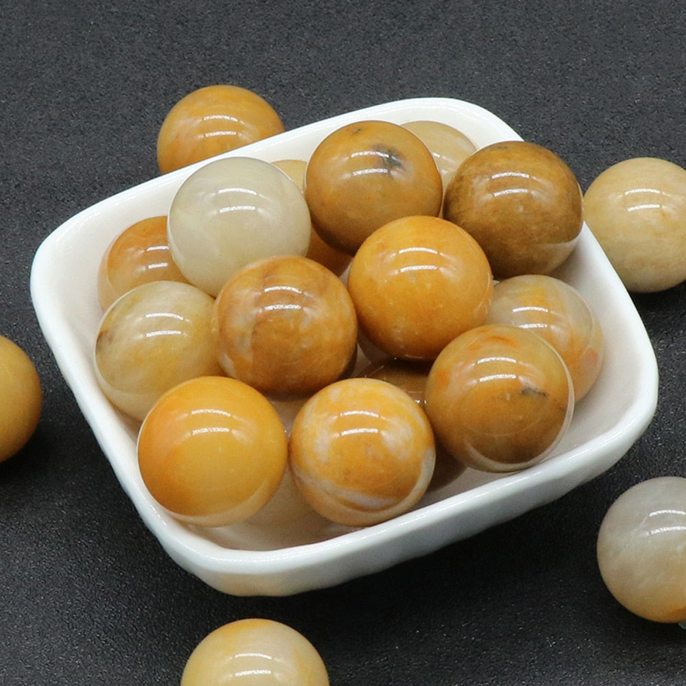 20mm Round Natural Non-porous Aura Crystal Agate Transfer Ball Polished Gemstone Energy Specimen Home Fish Tank Decoration 1PC