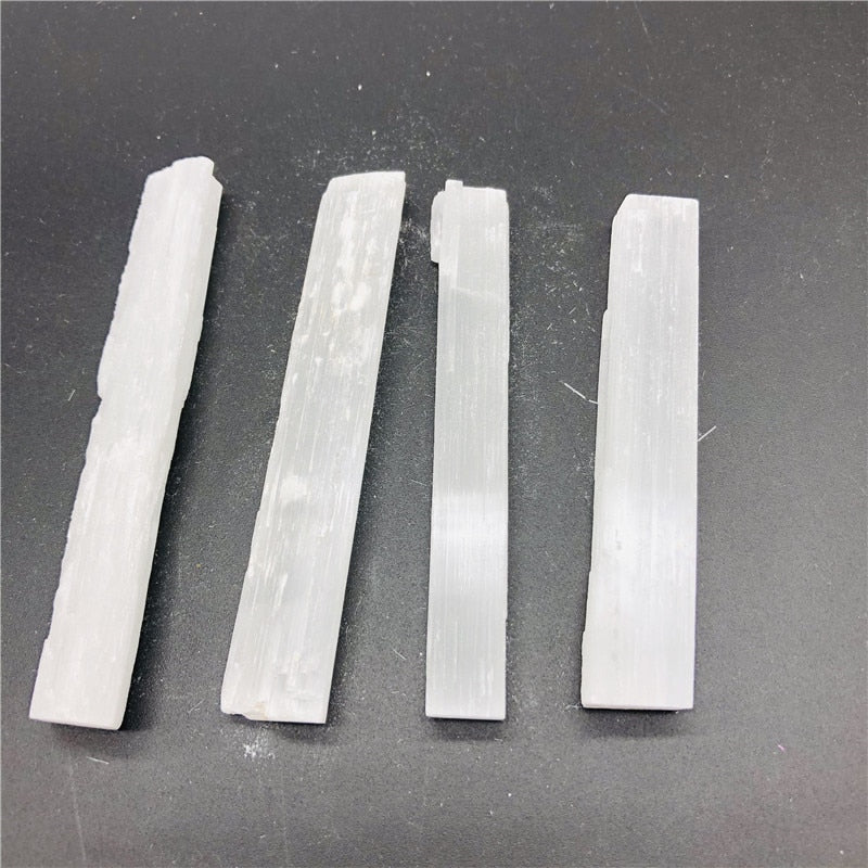 4pcs Natural white selenite gypsum rod with irregular reiki mineral specimens healing crystal rod