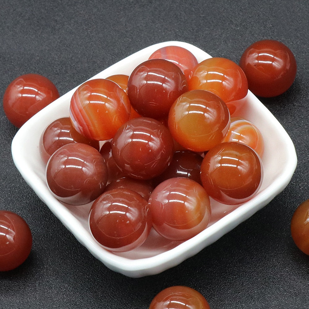 20mm Round Natural Non-porous Aura Crystal Agate Transfer Ball Polished Gemstone Energy Specimen Home Fish Tank Decoration 1PC