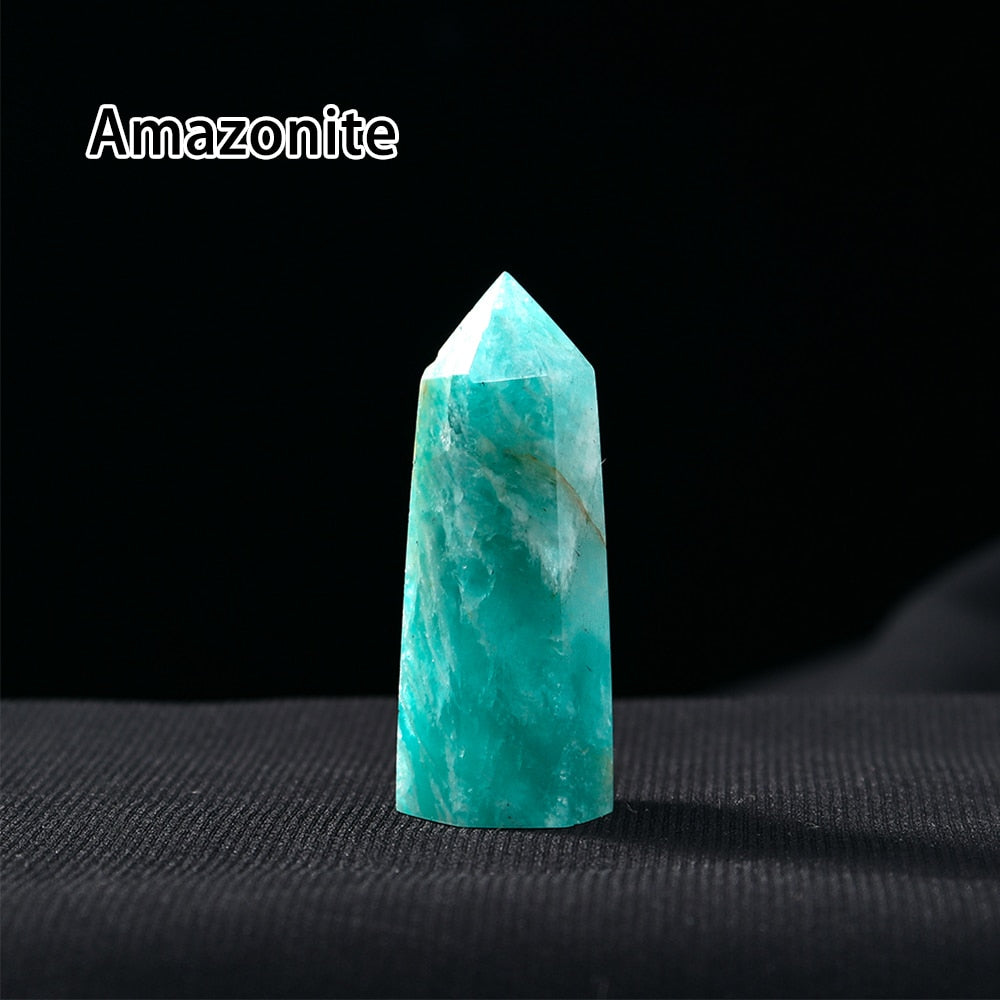 Runyangshi Crystal Hexagonal Prism Crafts Natural Stone Quartz Tower 36 Colors Energy Mineral Wand Home Decoration