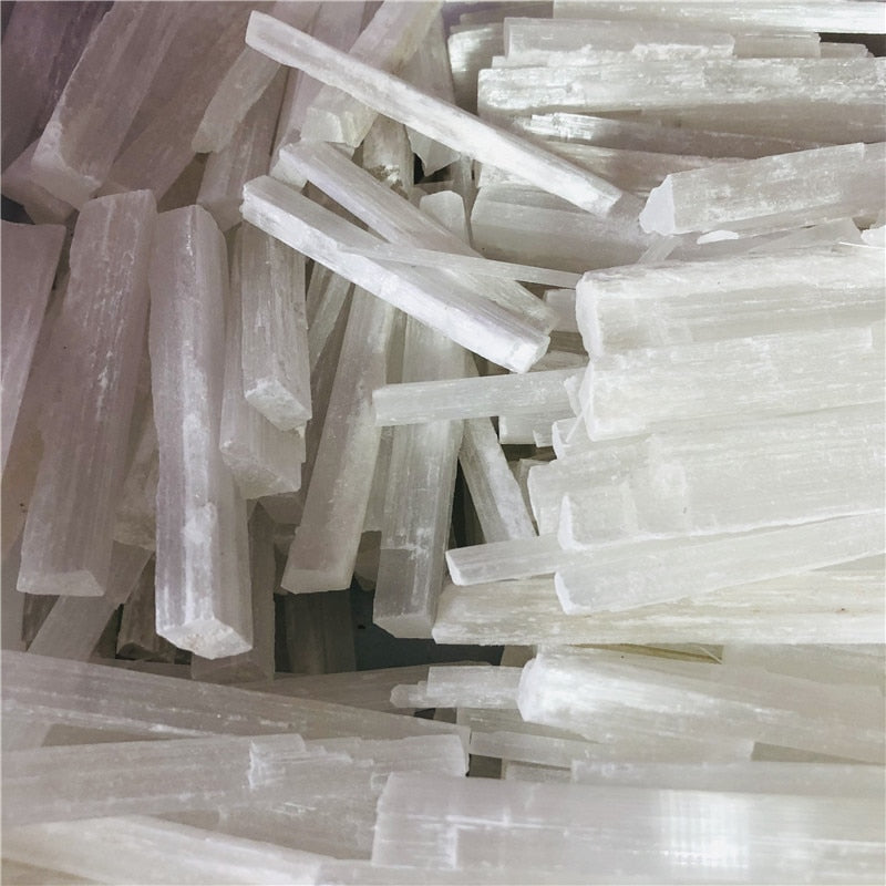 4pcs Natural white selenite gypsum rod with irregular reiki mineral specimens healing crystal rod