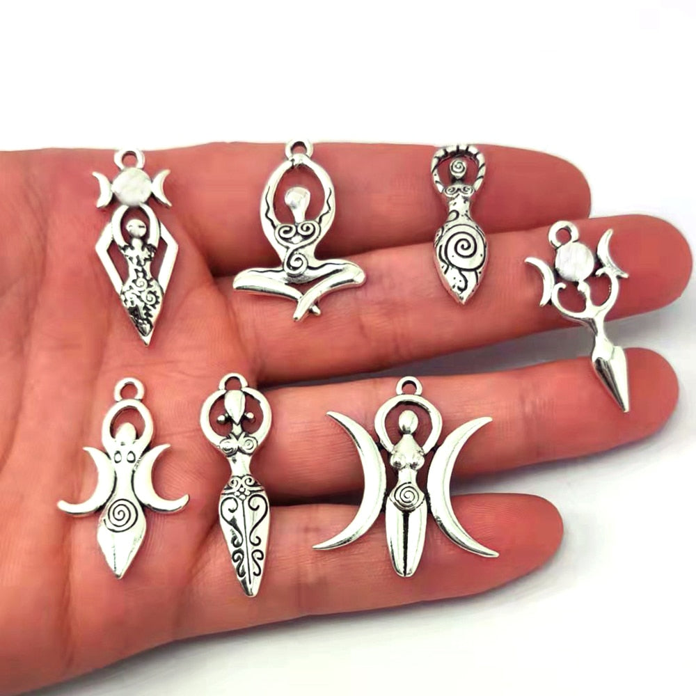 8 designs 50pcs Wiccan Goddess Moon Yoga Pendant charm Witchcraft Fashion Jewelry for Women
