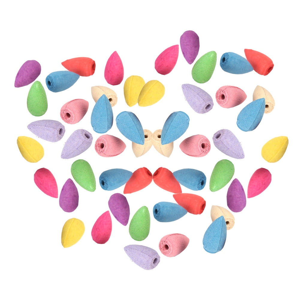50 Pcs Backflow Incense Cones Anti-odour Cone Mixed Flavor Natural Incense Floral Lavender Sandalwood Aloes Peony Room Incense