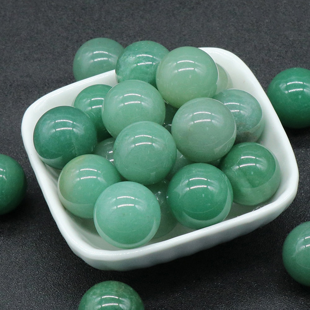 20mm Round Natural Non-porous Aura Crystal Agate Transfer Ball Polished Gemstone Energy Specimen Home Fish Tank Decoration 1PC