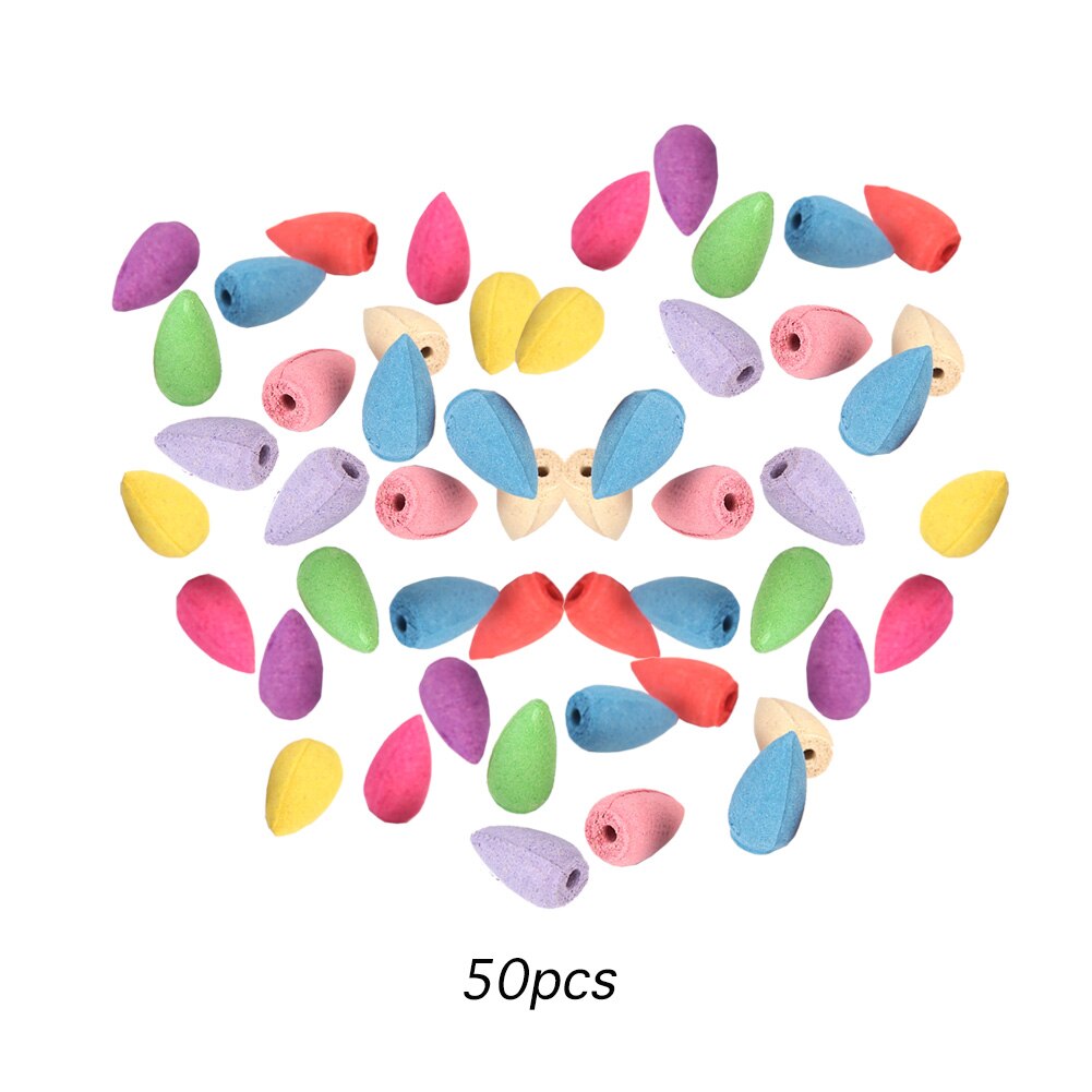 50 Pcs Backflow Incense Cones Anti-odour Cone Mixed Flavor Natural Incense Floral Lavender Sandalwood Aloes Peony Room Incense