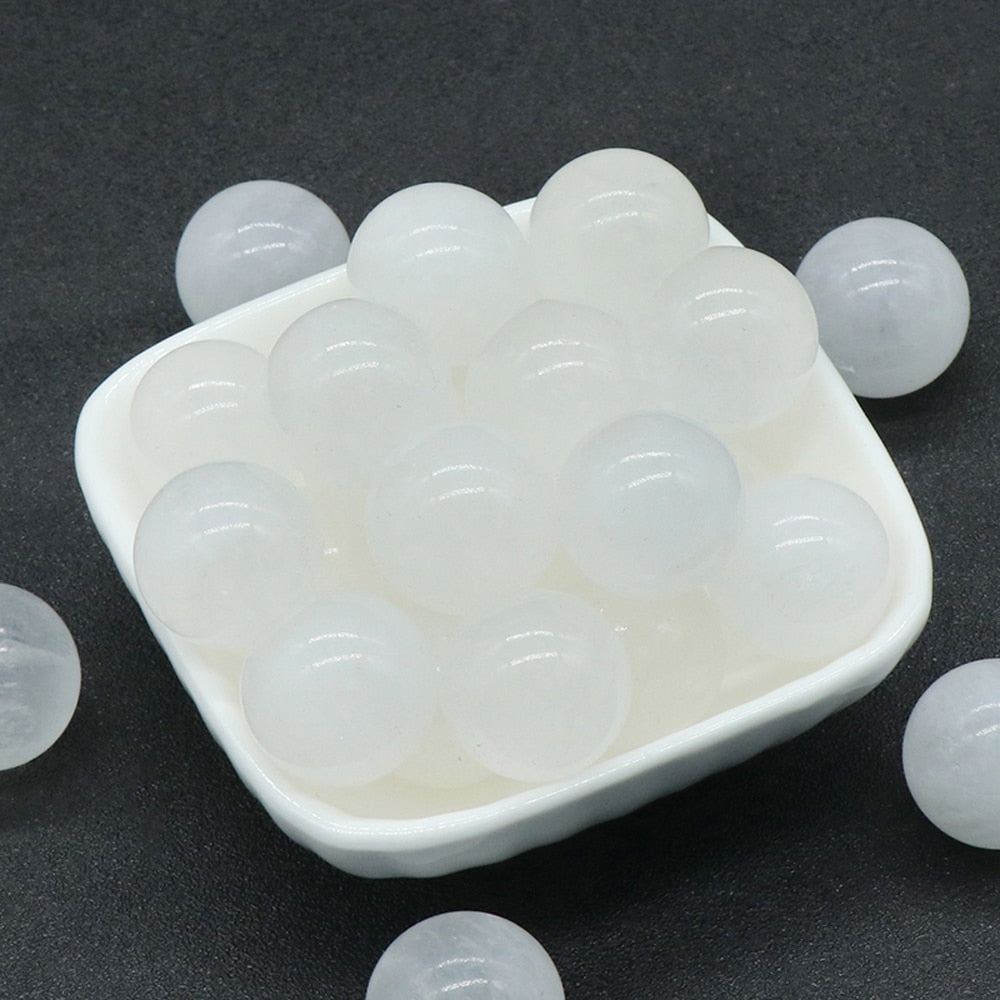 20mm Round Natural Non-porous Aura Crystal Agate Transfer Ball Polished Gemstone Energy Specimen Home Fish Tank Decoration 1PC