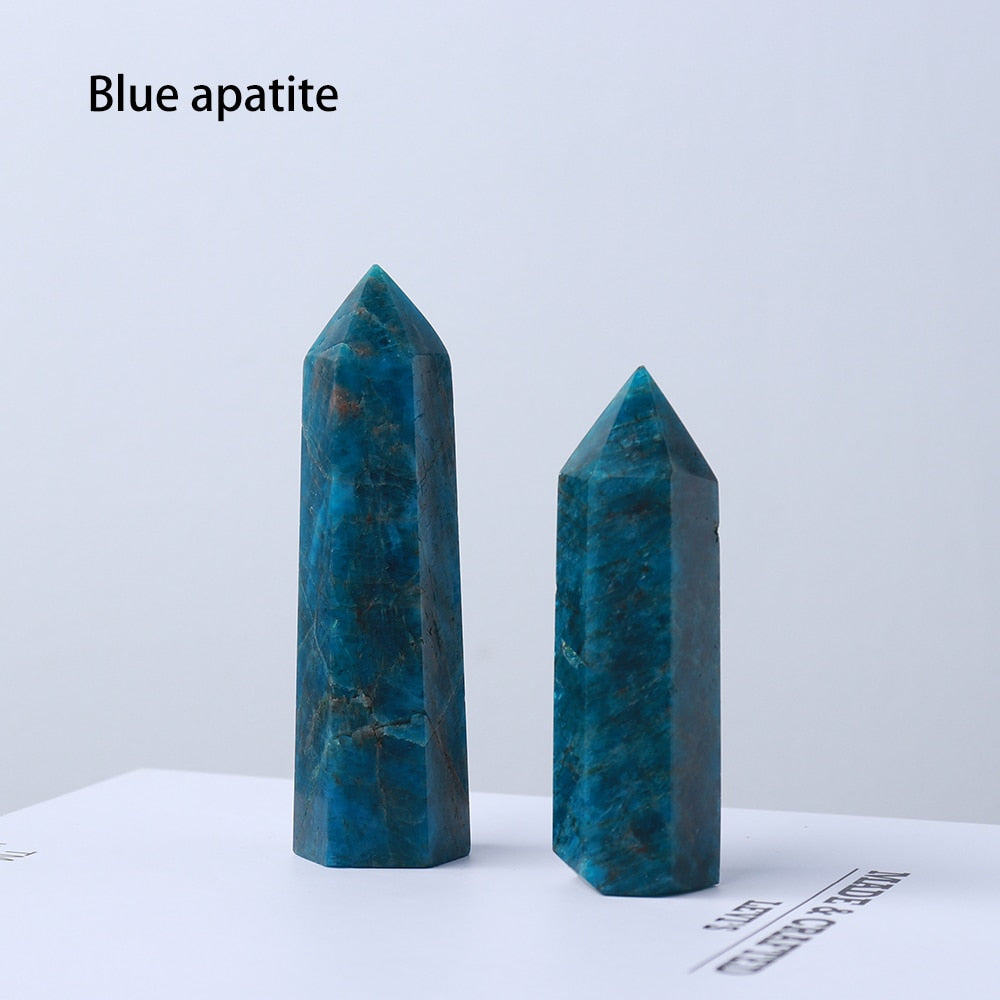 Runyangshi Crystal Hexagonal Prism Crafts Natural Stone Quartz Tower 36 Colors Energy Mineral Wand Home Decoration