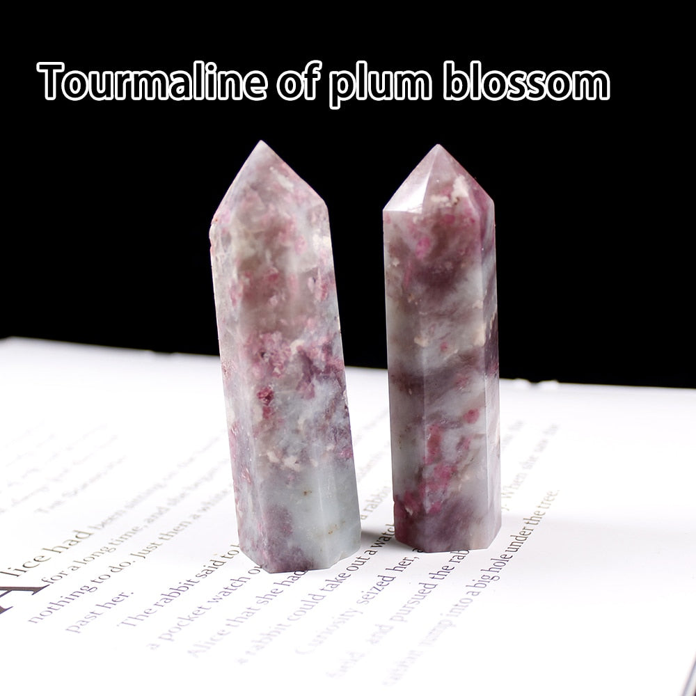 Runyangshi Crystal Hexagonal Prism Crafts Natural Stone Quartz Tower 36 Colors Energy Mineral Wand Home Decoration