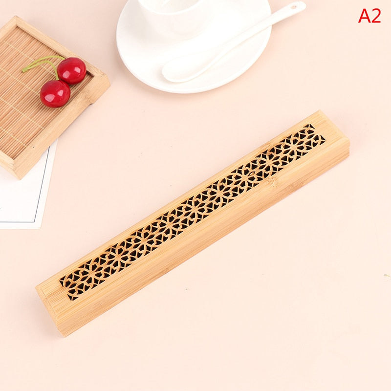 1 Pcs Burning Joss Incense Box Burner Ash Catcher Bamboo Wooden Incense Stick Holder Home Decoration
