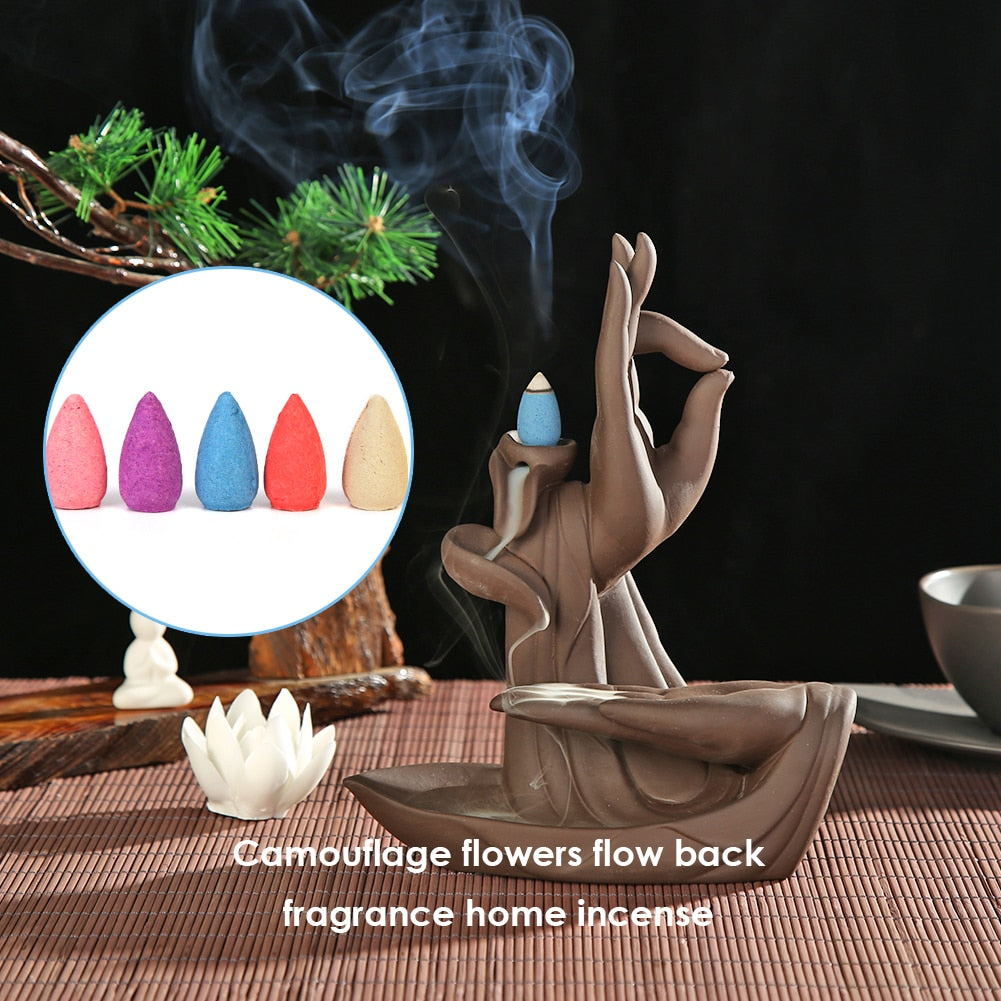 50 Pcs Backflow Incense Cones Anti-odour Cone Mixed Flavor Natural Incense Floral Lavender Sandalwood Aloes Peony Room Incense