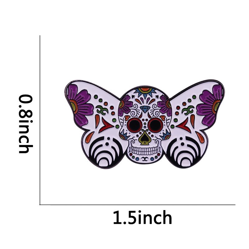 Excellent Quality Skull Butterfly Moth Enamel Lapel Pin Brooch Collection Celestial Moon Witch Badge Bag Spooky Halloween Decor
