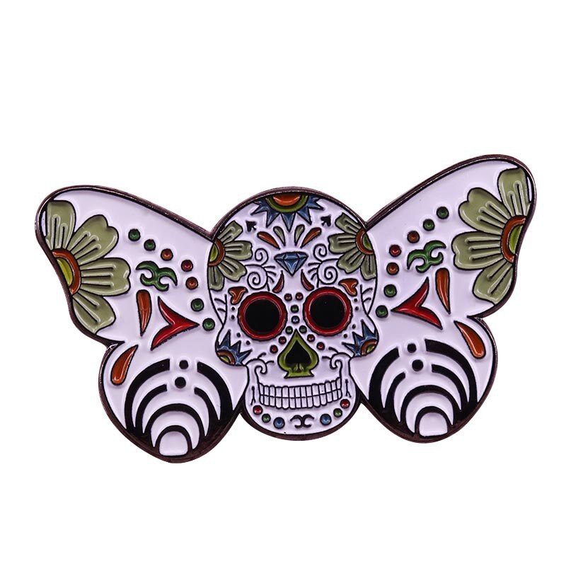 Excellent Quality Skull Butterfly Moth Enamel Lapel Pin Brooch Collection Celestial Moon Witch Badge Bag Spooky Halloween Decor