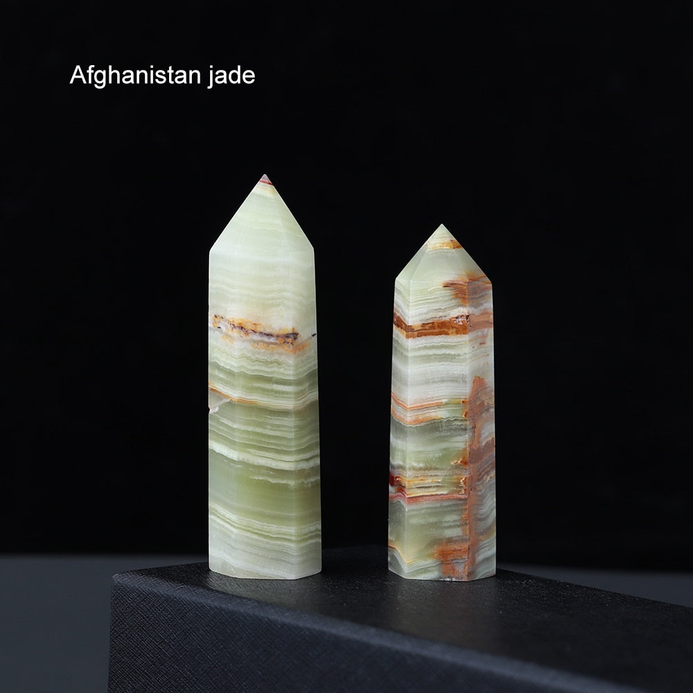Runyangshi Crystal Hexagonal Prism Crafts Natural Stone Quartz Tower 36 Colors Energy Mineral Wand Home Decoration