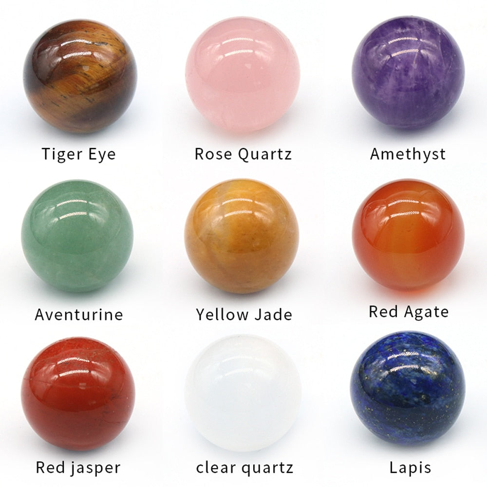 20mm Round Natural Non-porous Aura Crystal Agate Transfer Ball Polished Gemstone Energy Specimen Home Fish Tank Decoration 1PC