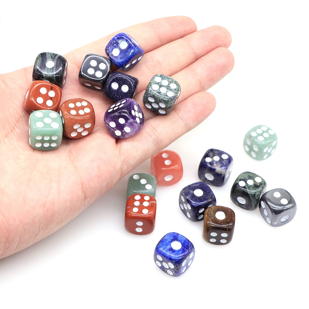 16mm Natural Crystals Stones Amethyst Rose Quartz D6 Playing Games Dice Set Opaque For Bar Pub Club Party Board Entertainment