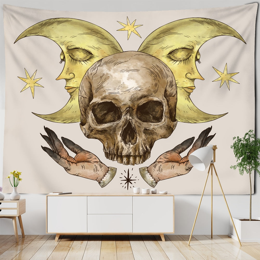 Vintage Witchcraft Tapestry Sun Wall Hanging Botanical Celestial Floral Wall Tapestry Hippie Flower Wall Carpets Dorm Decor