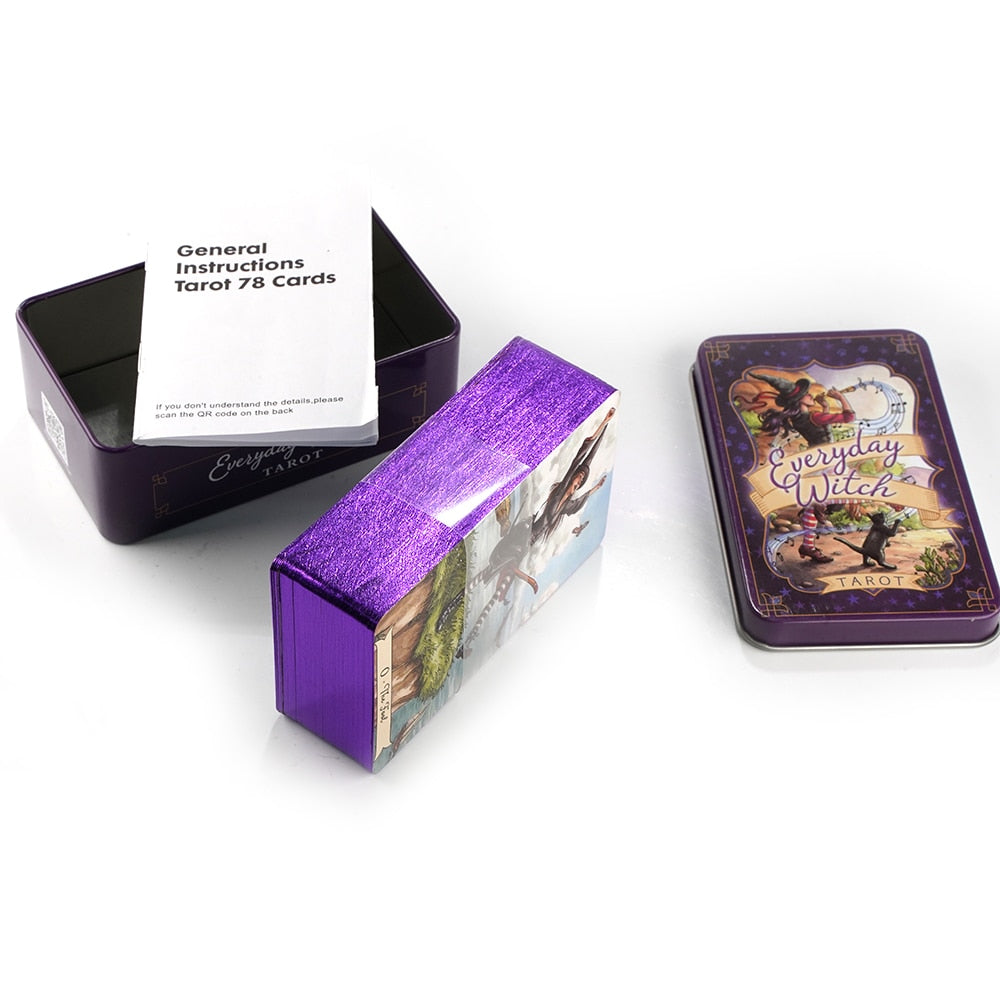 Everyday Witch Tarot Witches in a Tin Metal Box Gold-plated Edge Hot Sell Tarot Cards For Divination Tarot Deck Beautiful Packag