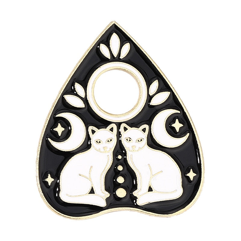 Punk Heart Enamel Pins Witch Ouija Sun Moon Brooches Metal Gothic Black Cat Animal Lapel Badge Jewelry Gift For Friend Wholesale