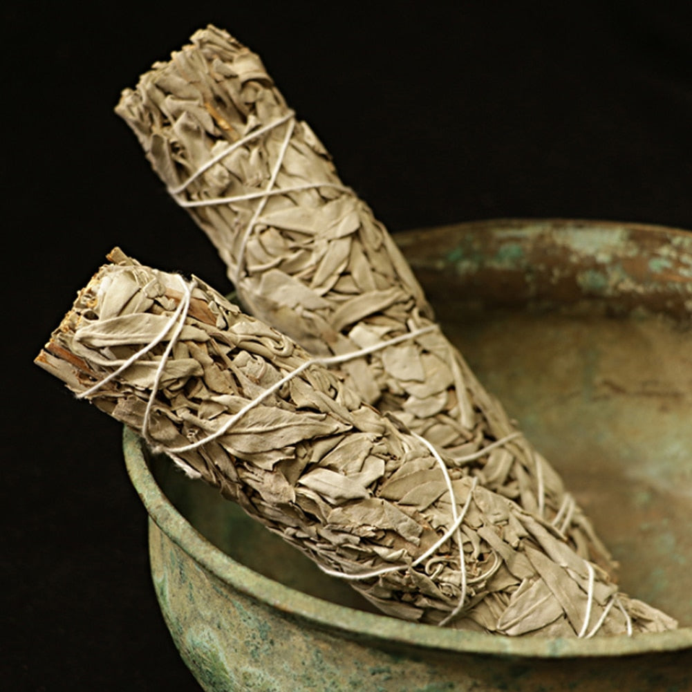 10cm Natural White Sage Bundle Smudge Sticks Pure Grass Indoor Purification Smoky Grass Purification Environment Incense Sticks