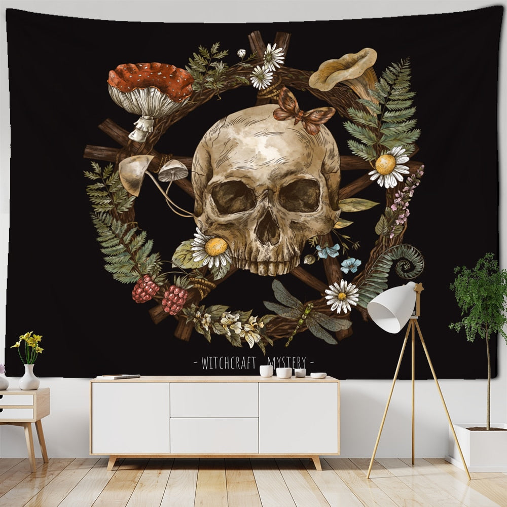 Vintage Witchcraft Tapestry Sun Wall Hanging Botanical Celestial Floral Wall Tapestry Hippie Flower Wall Carpets Dorm Decor