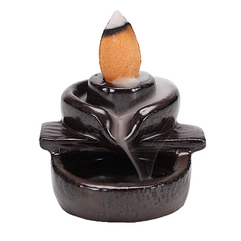 Waterfall Incense for Burner Ceramic Backflow Incense Holder Fountain Backflow Incense Cones for Home Office Decor Housewarming