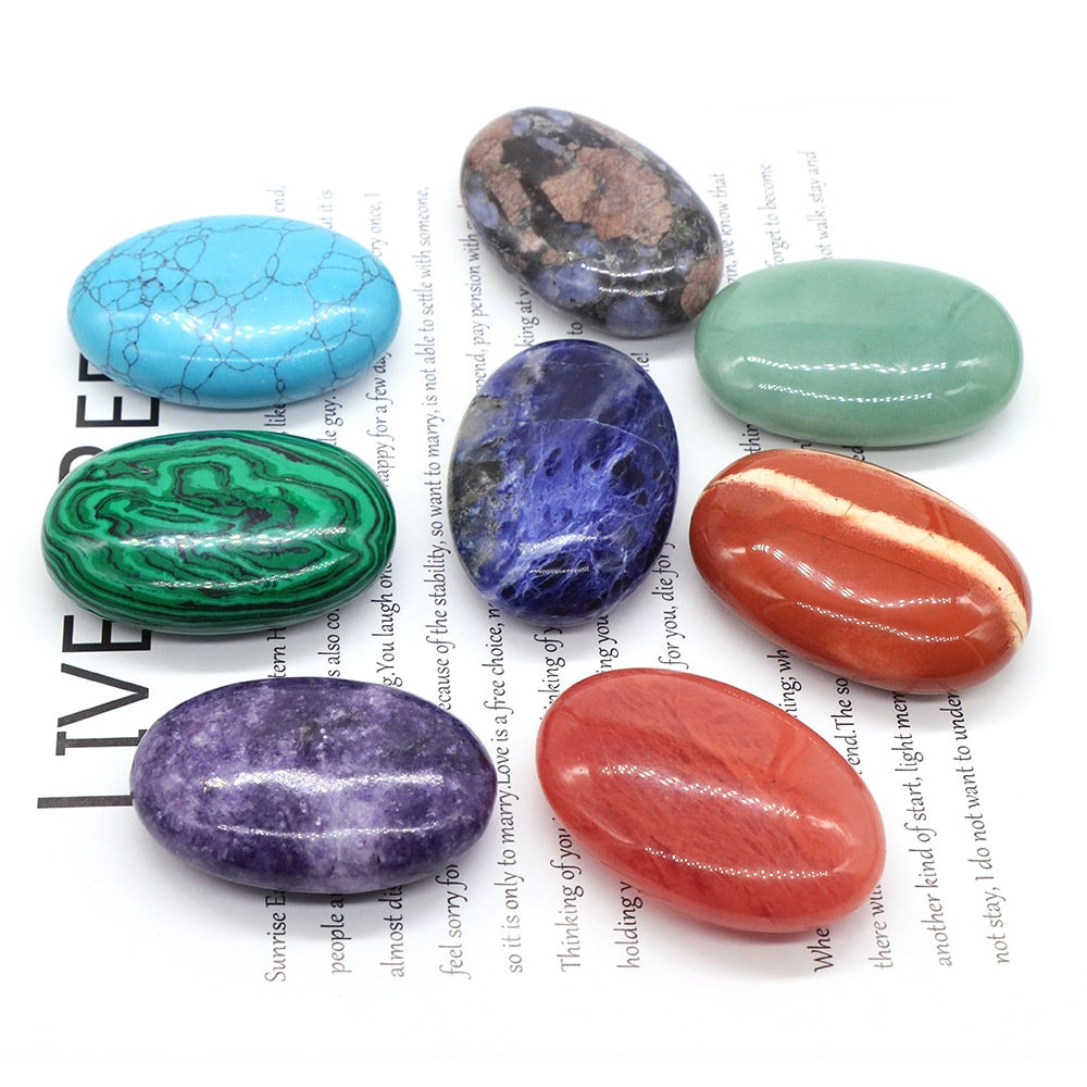 2.3" Pholished Worry Palm Stones Healing Crystals Massage Gemstone Reiki Spiritual Mineral Supplies Energy Chakra Tumbled Quartz