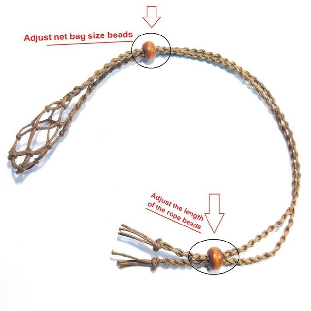 Adjustable Necklace Cord Empty Stone Holder Wax Rope DIY Necklace Natural Quartz Crystal Chakra Healing Stone Net Bag Pendant