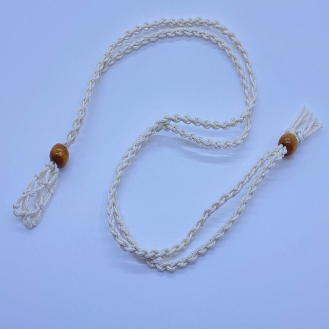 Adjustable Necklace Cord Empty Stone Holder Wax Rope DIY Necklace Natural Quartz Crystal Chakra Healing Stone Net Bag Pendant