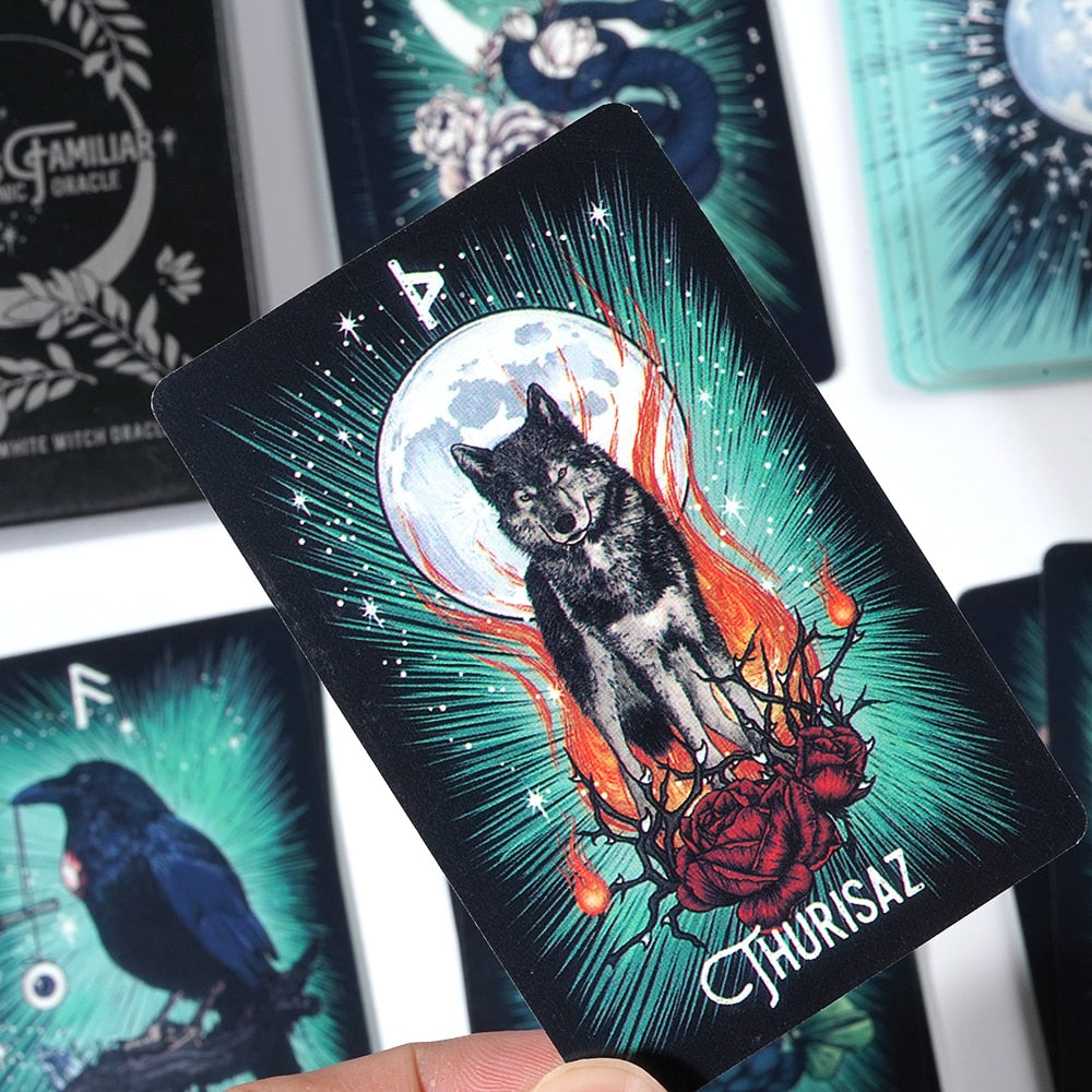 Witch'S Familiar Runic Oracle 24 Card Indie Tarot Deck Runes Rune Cards, Animal Oracle Animal Viking Runes