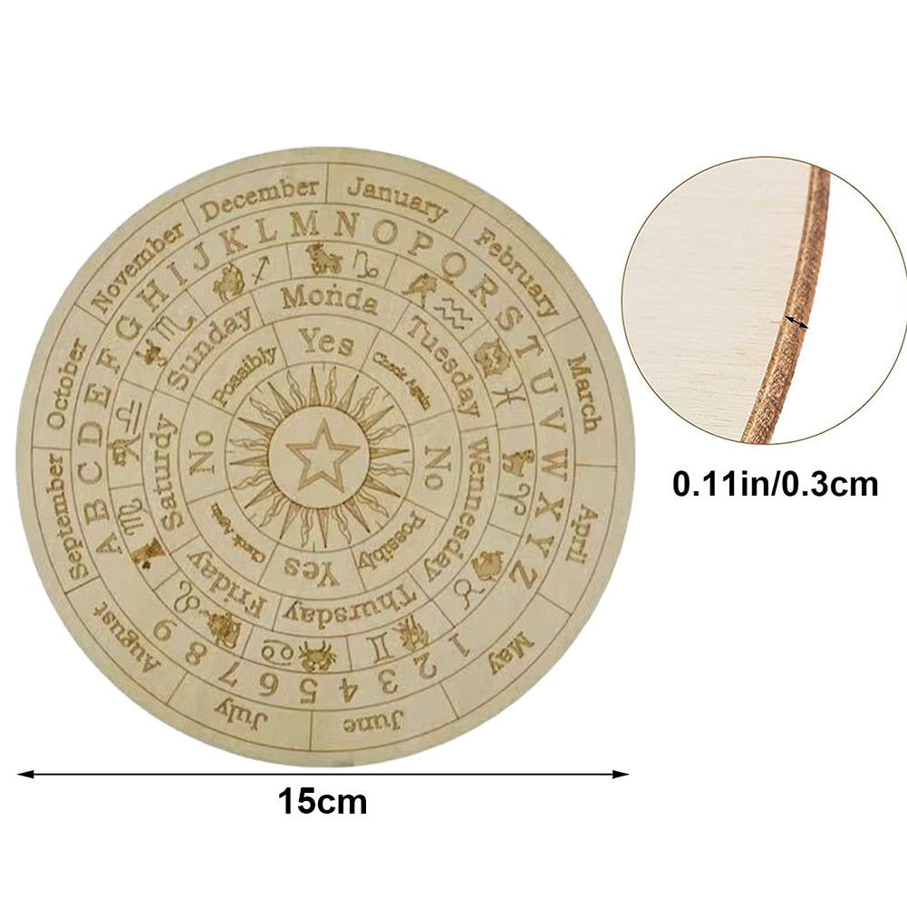 Wooden Divination Pendulum Game Board With Moon Star Divination Energy Carven Plate Healing Meditation Board Altar Ornaments