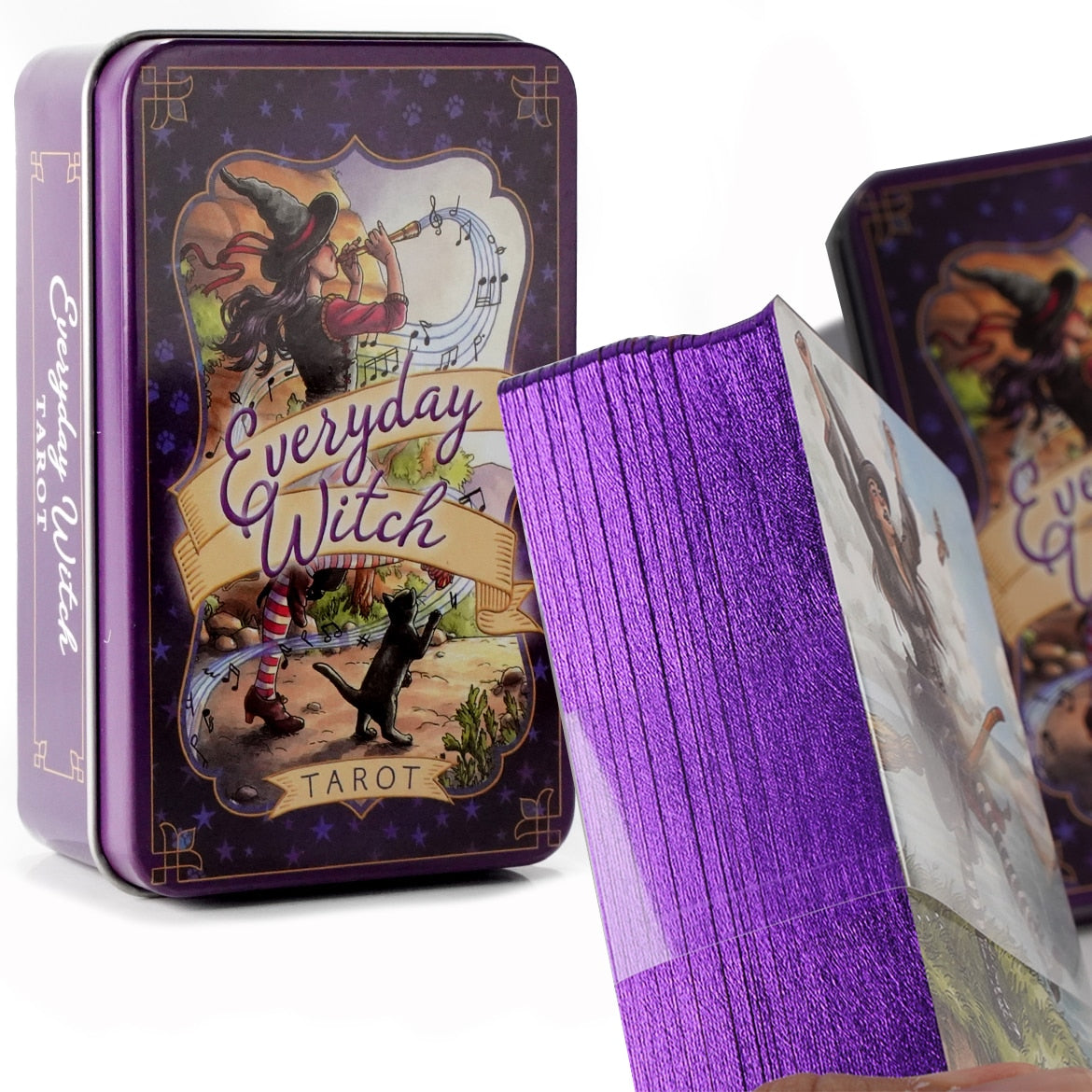 Everyday Witch Tarot Witches in a Tin Metal Box Gold-plated Edge Hot Sell Tarot Cards For Divination Tarot Deck Beautiful Packag