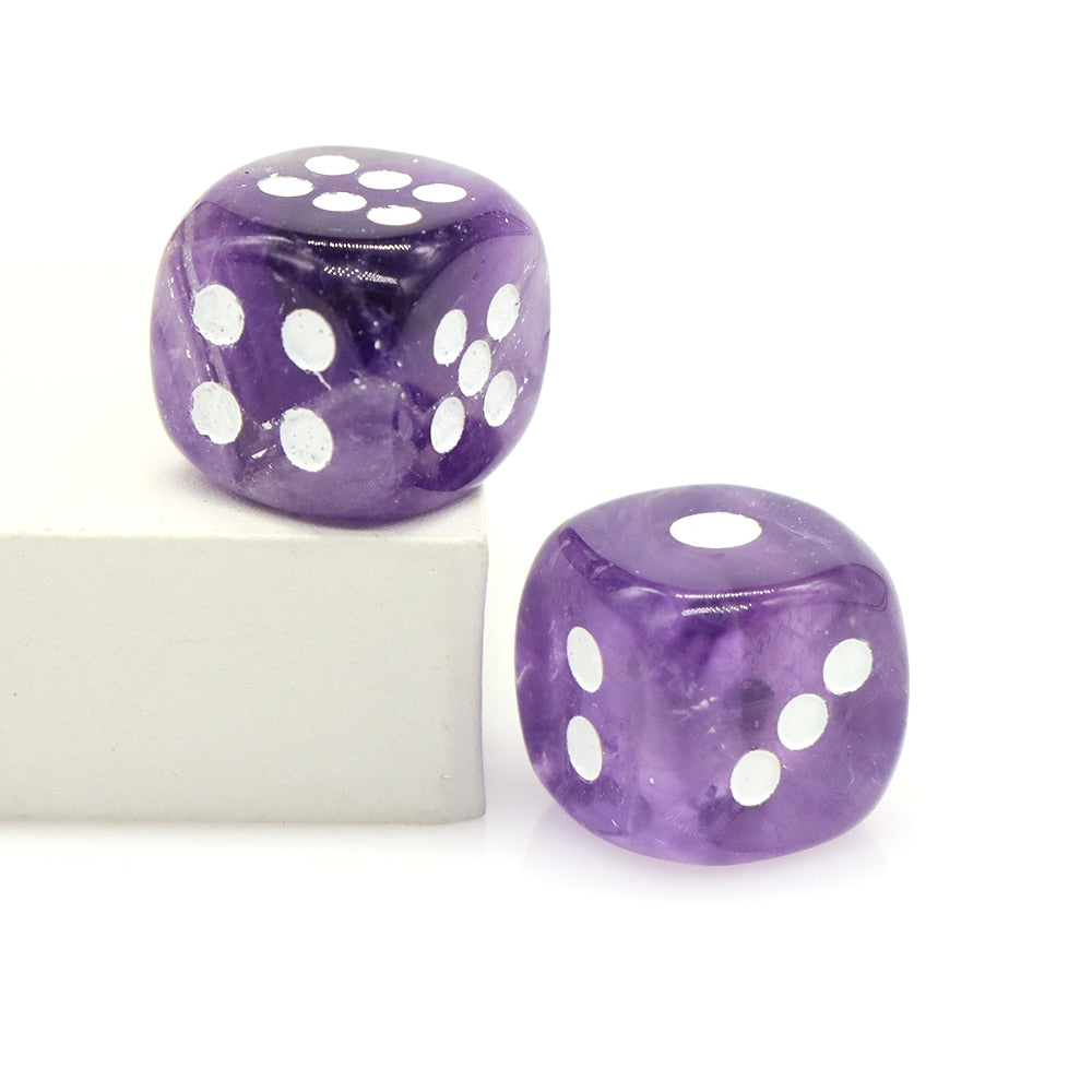 16mm Natural Crystals Stones Amethyst Rose Quartz D6 Playing Games Dice Set Opaque For Bar Pub Club Party Board Entertainment