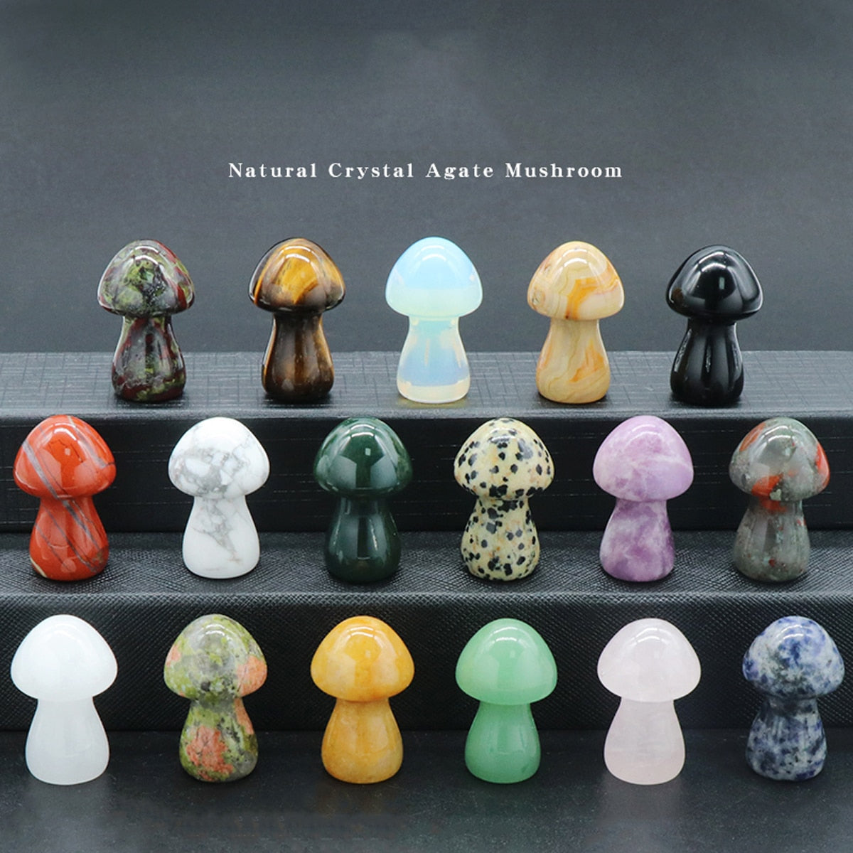 1pc Wholesale Natural Gemstone Crystal Amethyst Quartz Carved Mushroom Shape Reiki Plant Mini Home Decoration Christmas Gift