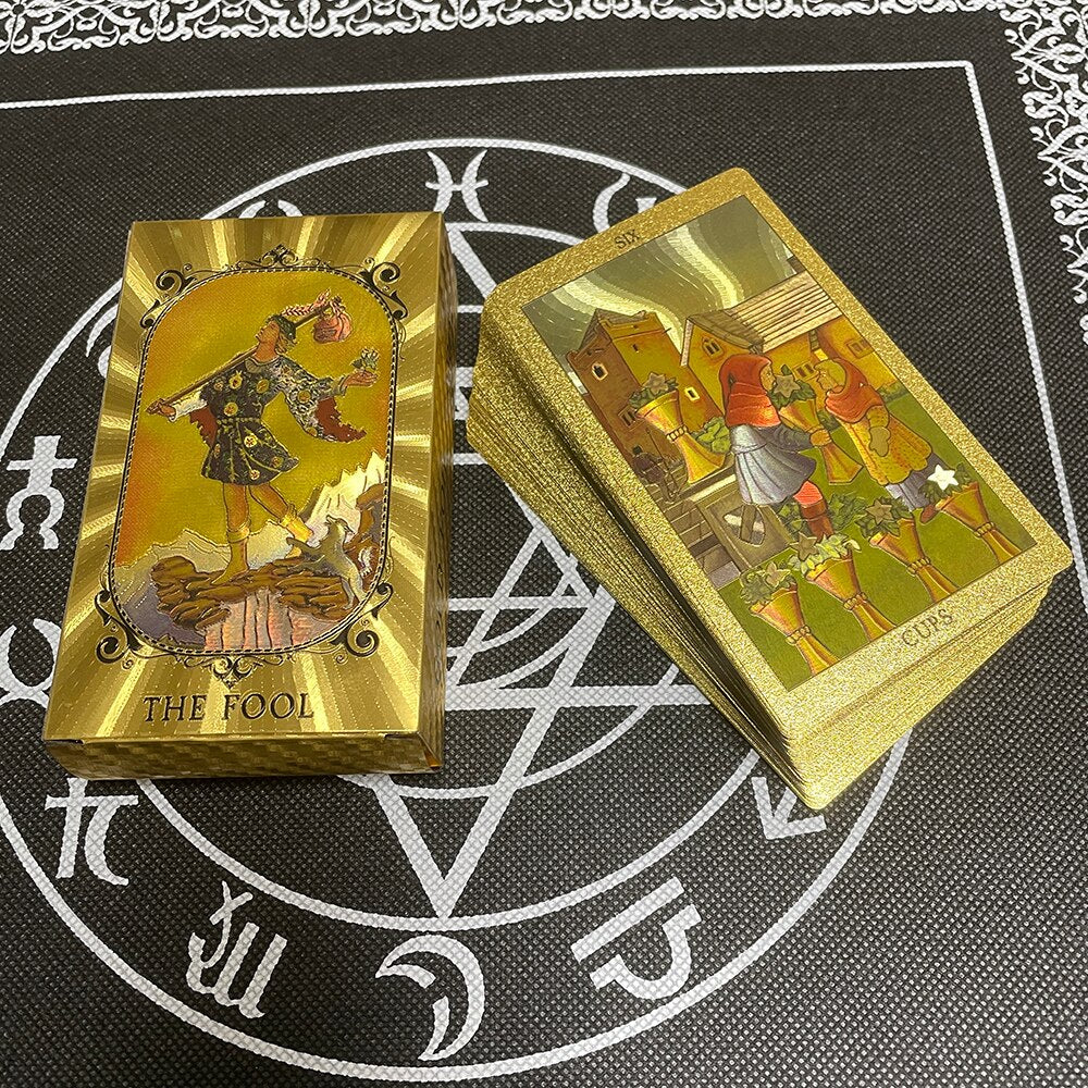 Golden High Quality 12x7cm Tarot Divination Cards Classic for Beginners with Guidebook Big Size Board Deck Runes Divination