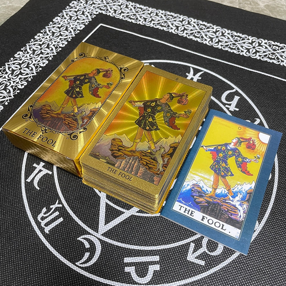 Golden High Quality 12x7cm Tarot Divination Cards Classic for Beginners with Guidebook Big Size Board Deck Runes Divination