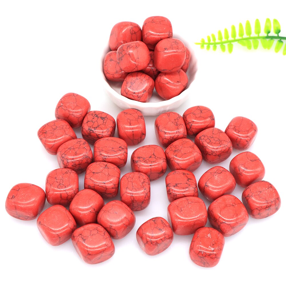 Natural Red Turquoise Crystal Stone Gravel Specimen Square Polished Reiki Healing Gemstone for Aquarium Fish Tank Home Gem Decor