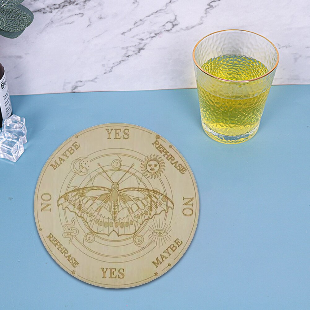 Dreamy Wooden Pendulum Board with Moon Star Divination Energy Carven Plate Healing Meditation Board Altar Ornaments