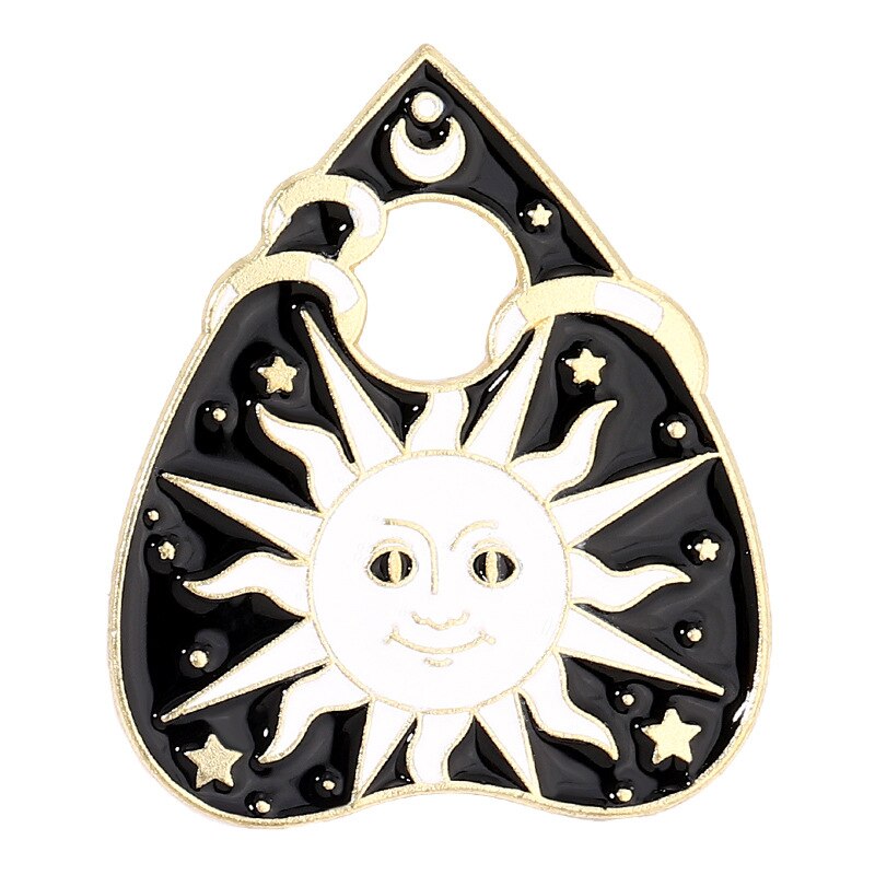 Punk Heart Enamel Pins Witch Ouija Sun Moon Brooches Metal Gothic Black Cat Animal Lapel Badge Jewelry Gift For Friend Wholesale