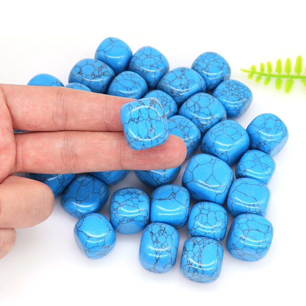 Natural Blue Turquoise Crystal Stone Gravel Specimen Square Polished Reiki Healing Gemstone for Aquarium Fish Tank Home Decor