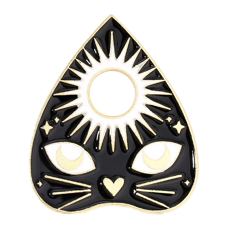 Punk Heart Enamel Pins Witch Ouija Sun Moon Brooches Metal Gothic Black Cat Animal Lapel Badge Jewelry Gift For Friend Wholesale