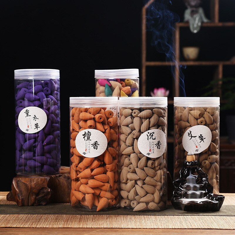 150pcs Tower Incense Fresh Air Sandalwood Home Decor Relax Backflow Agarwood Incense Cones Buddhist Supplies