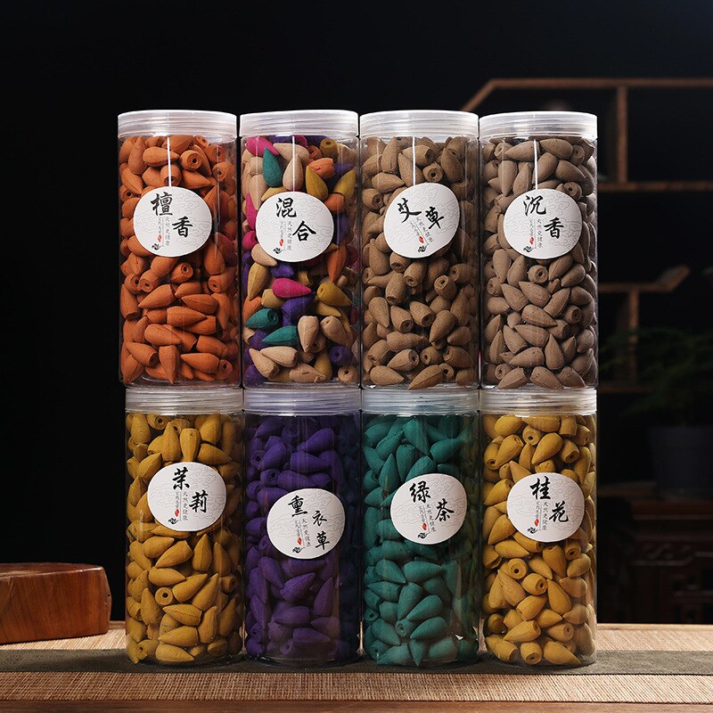150pcs Tower Incense Fresh Air Sandalwood Home Decor Relax Backflow Agarwood Incense Cones Buddhist Supplies