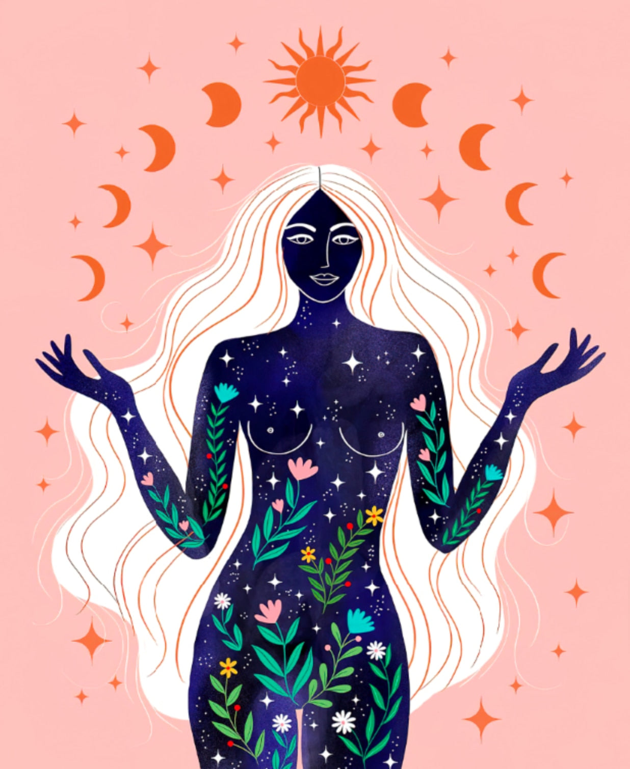 The Sacred Self-Care Oracle Table Cloth Witchcraft Supplies Tarot Spread Alter Cloth Triple Goddess Altare